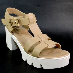 BALDININI 🇮🇹 WOMEN'S IVORY SOFT LEATHER PLATFORM SUMMER COMFORT SANDALS